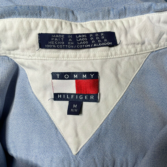 Vintage Tommy Hilfiger Chambray Full Button Down Denim Shirt Men's Size Medium M - Picture 9 of 11